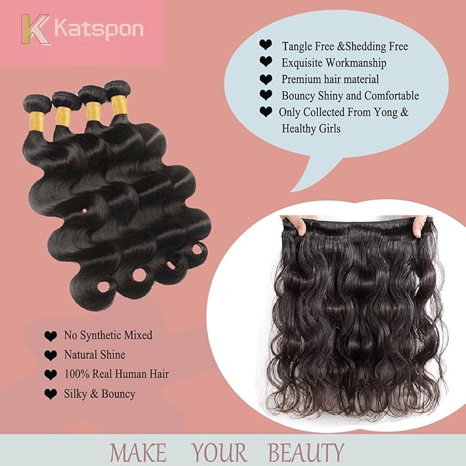 12A Human Hair Bundles Body Wave 100% Unprocessed Brazilian Virgin Hair 3 Bundles Human Hair Extensions Quick Weave Human Hair (20 20 20 Inch)