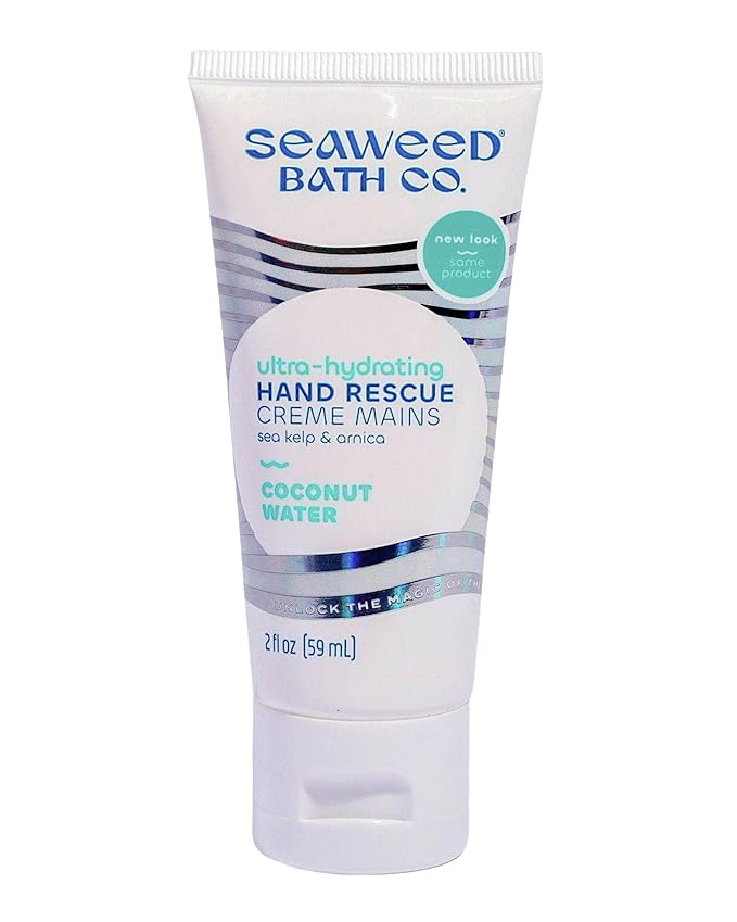 Seaweed Bath Co. Ultra-Hydrating Hand Rescue Moisturizing Cream - Coconut Water Scent - Sustainably Harvested Seaweed, Sea Kelp, Arnica to Soothe Dry, Rough Skin - 2 oz