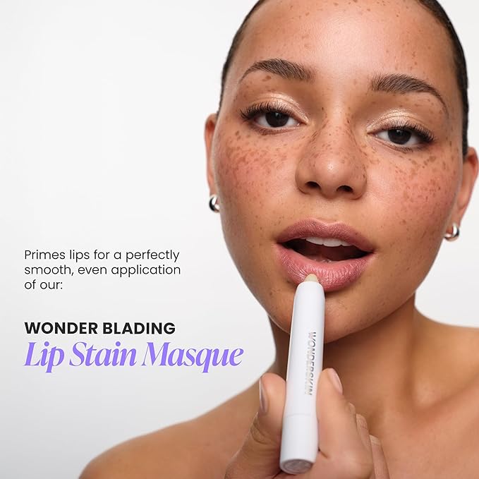 Wonderskin Lip Scrub - 3-in-1 Exfoliator & Moisturizer, Lip Exfoliator Scrub, Hydrating Balm for Soft, Nourished, Flake-Free Lips with One-Step Prep, 0.10oz