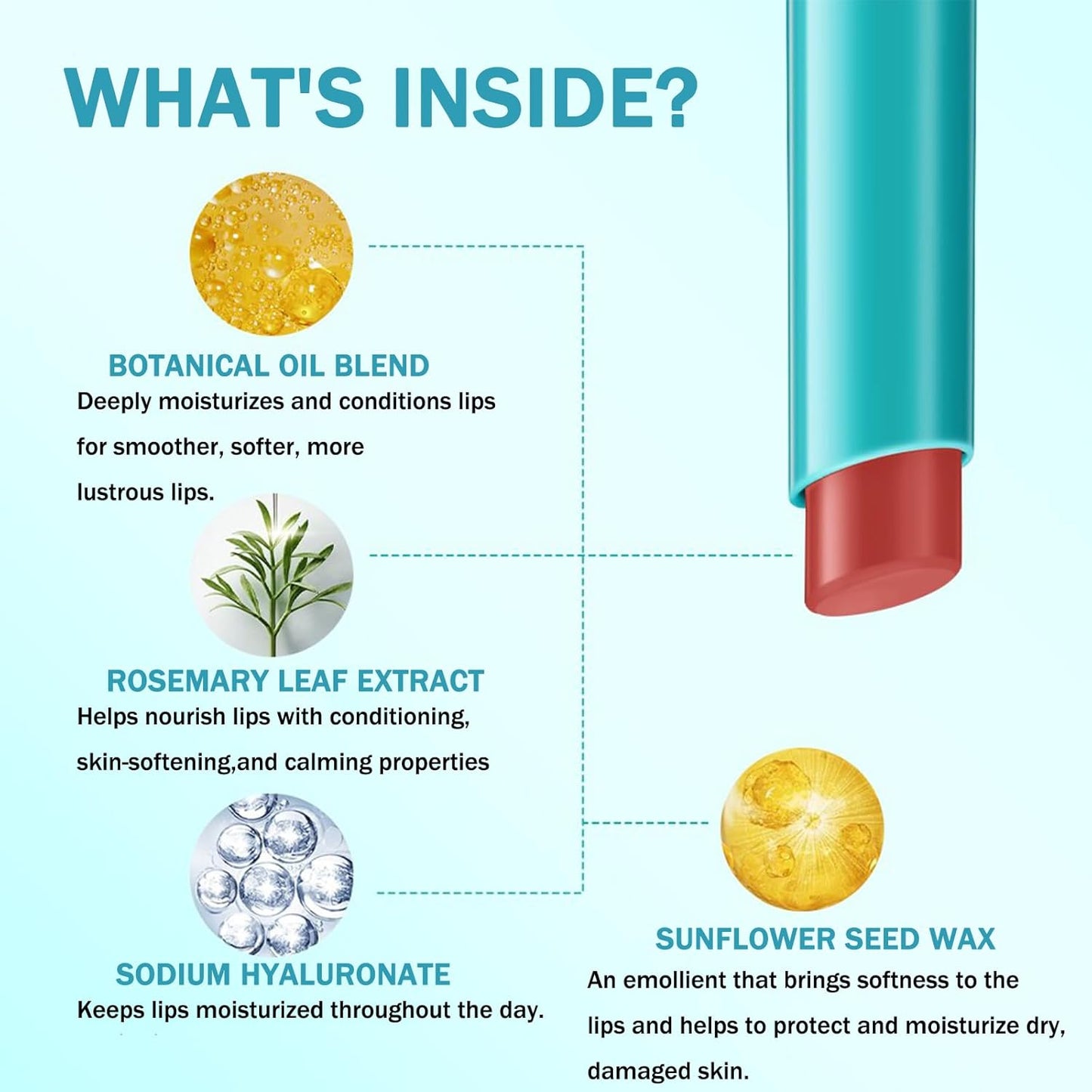 Lip Tint Hydrating, Moisturizing Lip Oil Balm, Long Lasting Waterproof Lip Gloss Non-Stick Cup Lipstick Set, Natural Ingredients Strong Moisturizing Lipstick (Muted Rose)