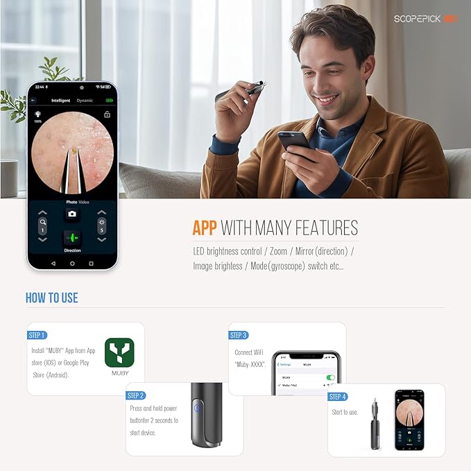 Blackhead Removal Tweezer with 1080p Camera, Ultimate Precision: Blackhead Removal with Camera - Perfect for Delicate Tasks! - - Ingrown Hair, Ear Hair Tweezer (Black)