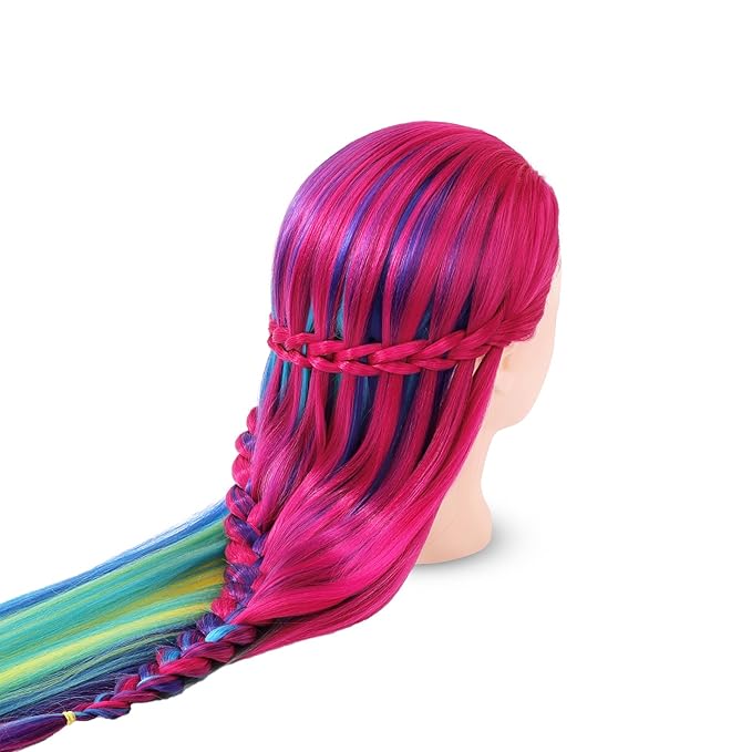 Mannequin Head with Hair, Beauty star 29" Cosmetology Doll Head for Hair Styling to Practice on, Hairdressing Training Braiding Heads with Clamp Stand Holder Kit