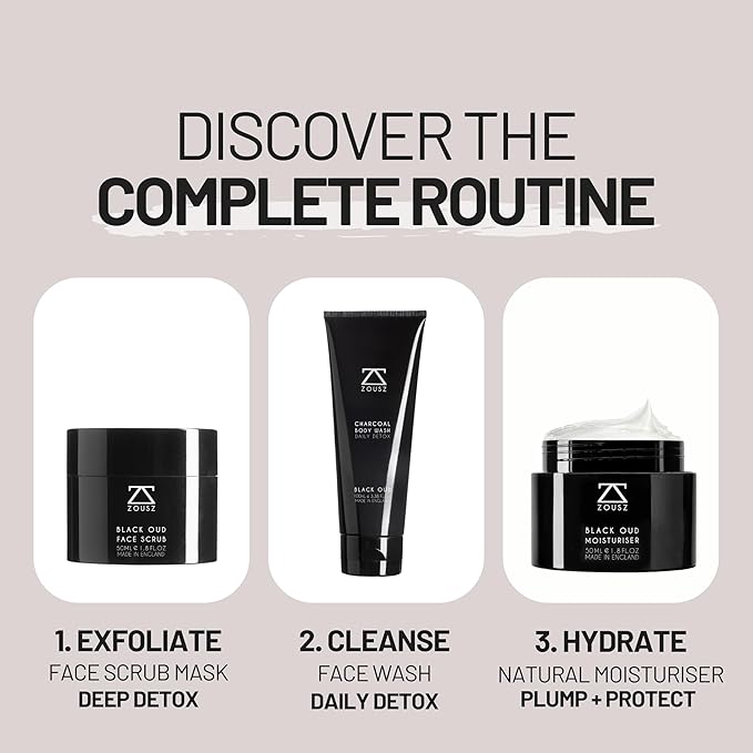 ZOUSZ Black Oud Mens Face Moisturizer – Hydrating & Soothing Mens Face Lotion with Aloe Vera & Hyaluronic Acid – Plumping Daily Facial Cream Skin Care for Men – 50ml