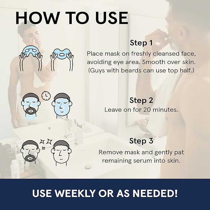 JAXON LANE BRO MASK Premium Korean Face Mask for Men (4 x 2 Pack) - Anti Aging Sheet Masks w/Hydrogel, Vitamin C, Hydrolyzed Collagen, & Hyaluronic Acid - Perfect Skin Care for Men