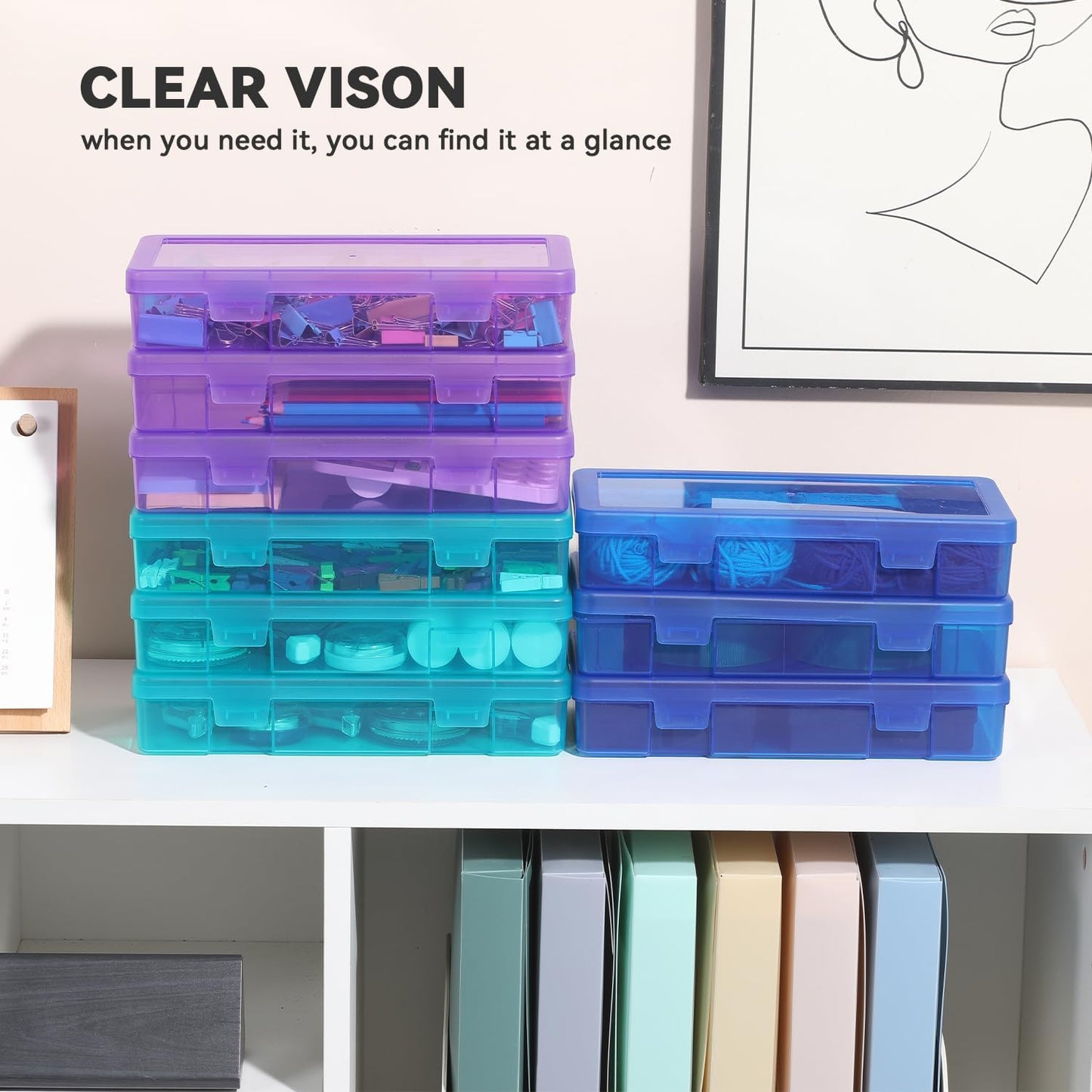 9 Pack Plastic Storage Containers Color Arts & Crafts Storage Boxes & Organizers Stackable Containers With Lids For Organizin (Set 4)