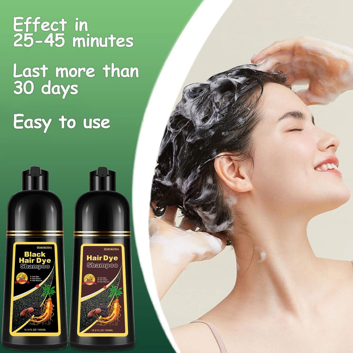 Hair Dye Shampoo 3 in 1, Dark Coffee Hair Dye 16.9 FL Oz, Hair Shampoo, Semi-Permanent Hair Color Shampoo Lasts 30 Days (Dark Coffee)