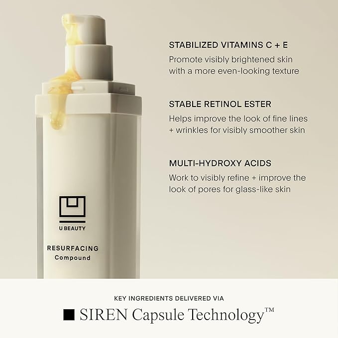 U Beauty Resurfacing Compound - Anti-Aging Daily Serum with Mandelic Acid, a Gentle Blend of Exfoliants, Retinol + Vitamin C for Smoother, Brighter, & Revitalized-Looking Skin - 1.7 fl oz