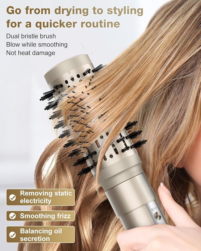 7MAGIC 6 in 1 Multi Hair Styler Dryer Brush, 110,000 RPM High-Speed, Negative Ionic, Fast Drying for Professional Blow Dry, Curling, Volumizing, Straightening and Styling, Gold