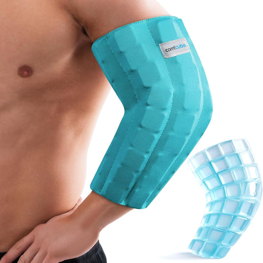 Elbow Ice Pack for Tendonitis & Tennis Elbow, 2 Hours Long Lasting Cold Compression Flexible Ice Pack Wrap Sleeve, Pain Relief for Golfers Arm, Arthritis, Injuries