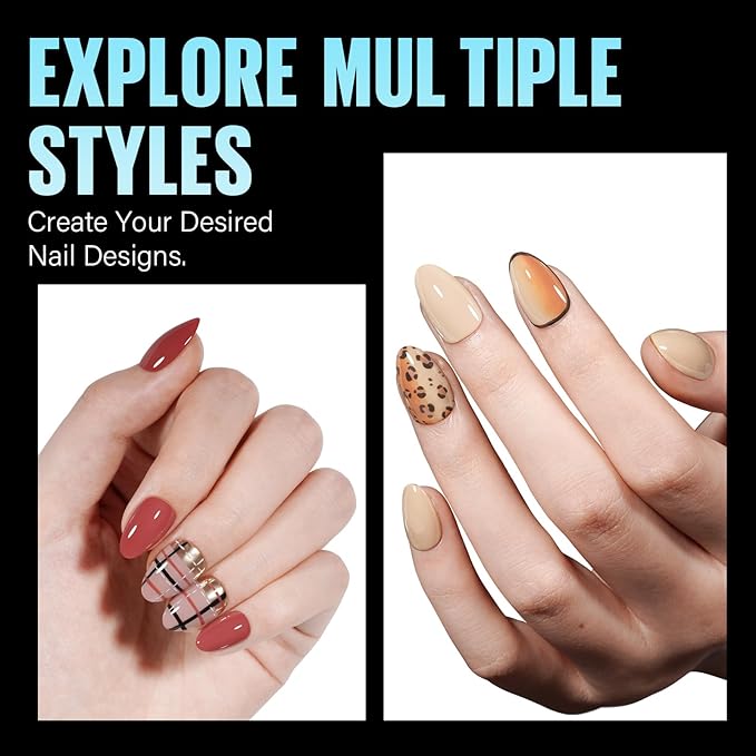 TOMICCA Short Almond Nail Tips, 240Pcs Half Matte Soft Acrylic Nail Tips, 12 Sizes Pre-Shaped Acrylic Nails Full Cover False Nails Almond Press on Nails Short Fake Nails for Extension Nail