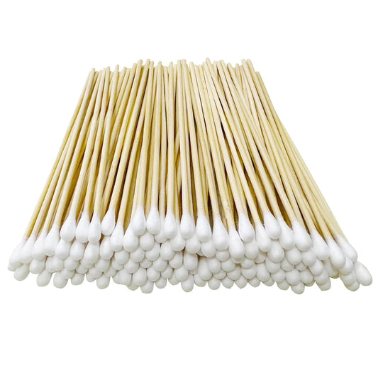 500 PCS 6" Long Cotton Swabs with Bamboo Handle for Makeup, Gun Cleaning or Pets Care