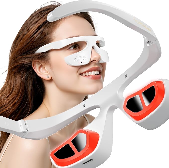 Under Eye Red Light Therapy Device, Red Light Therapy Glasses for Eyes Red 650 NM,Red Light Eye Mask for The Treatment of Eye Bags,Dark Circles,Puffiness periorbital for Treating