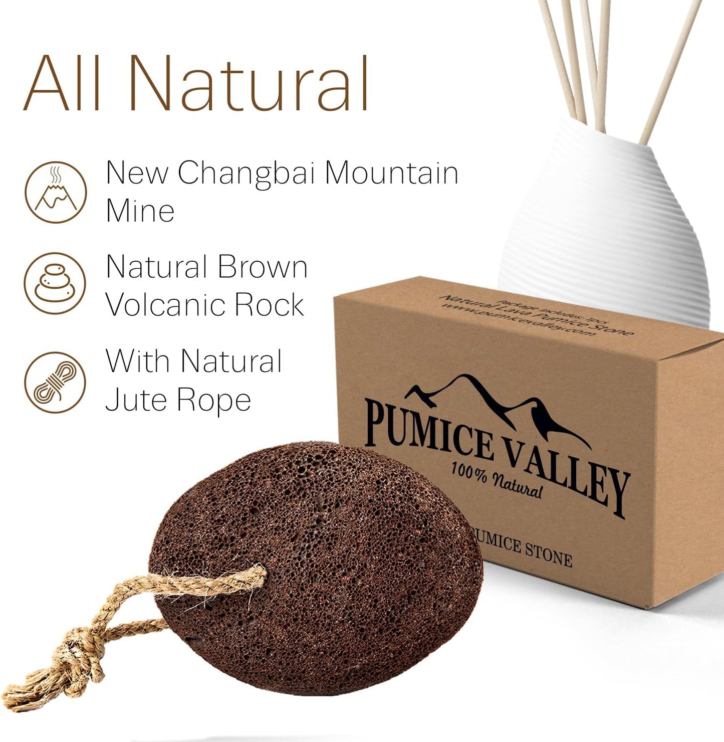 Pumice Stone - Natural Earth Lava Brown - Callus Corn Remover for Feet Heels and Palm - Pedicure Exfoliation Tool - Dry Dead Skin Scrubber - Health Foot Care