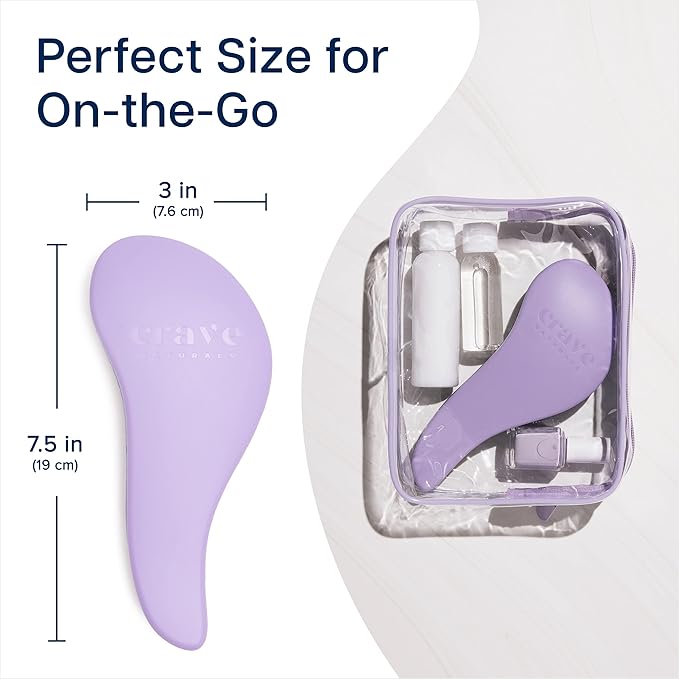 Crave Naturals Glide Thru Detangling Brush, Detangler Brush for Curly, Straight, Wet and Dry Hair Comb for Adults and Kids, Hair Accessories for Women, Purple and Black