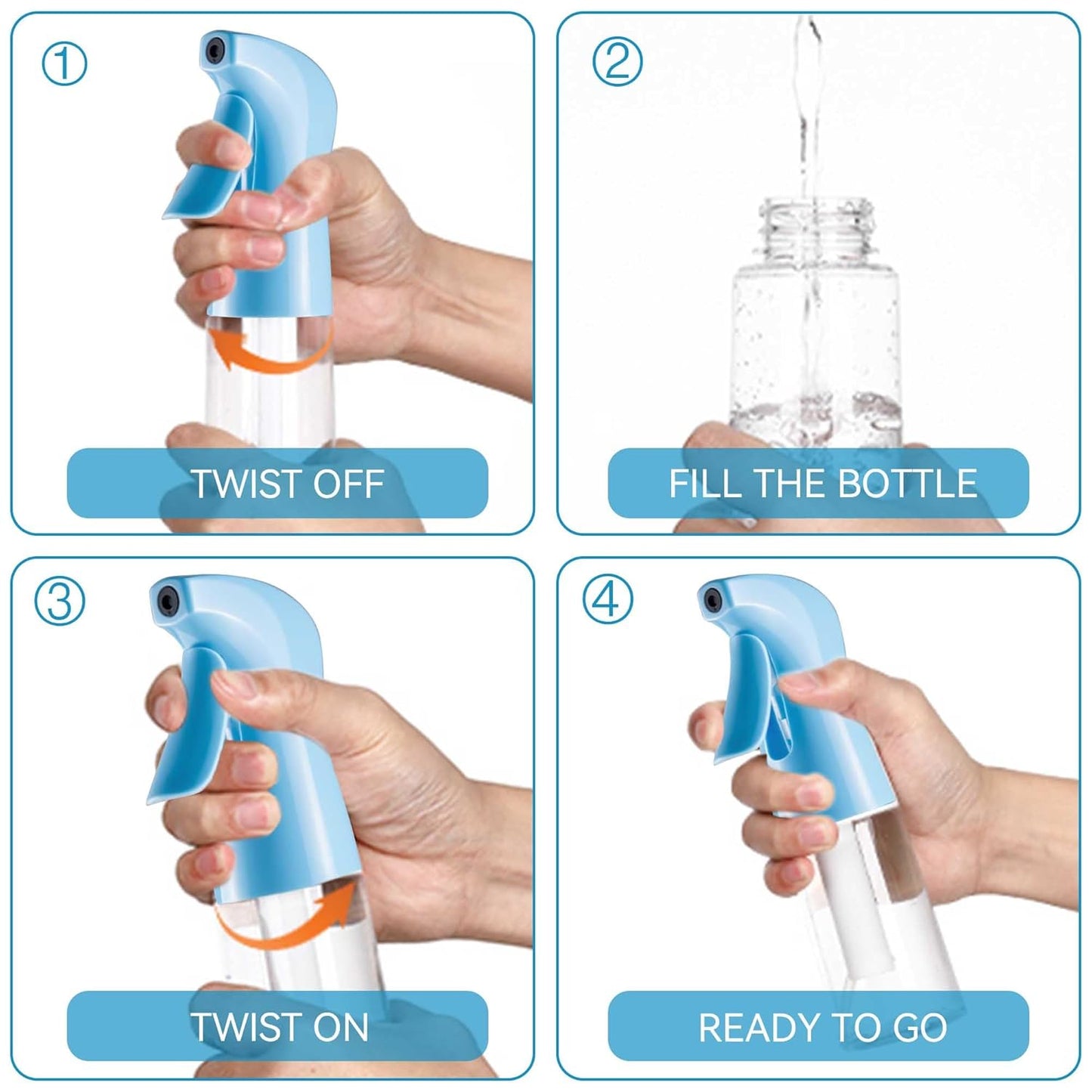 Spray Bottle for Hair (6.8OZ /200ML) Continuous Ultra Fine Mist Sprayer for Hair Blue