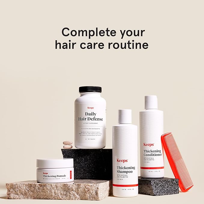 Keeps Hair Regrowth Treatment Mens Conditioner for Fuller, Thicker Looking Hair, 8 oz - Thinning and Hair Growth Conditioner for Men - DHT Blocker - Infused with Biotin, Caffeine, & Saw Palmetto