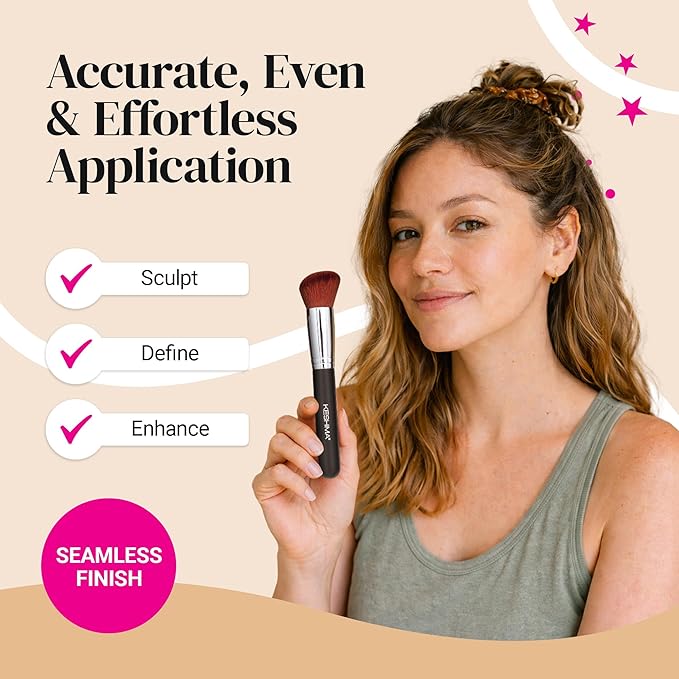 Liquid Blush Brush by Keshima - Dense yet Soft Synthetic Face Makeup Brush for Liquid & Cream Blush, Contour & Bronzer - Blending & Buffing to an Airbrush Finish