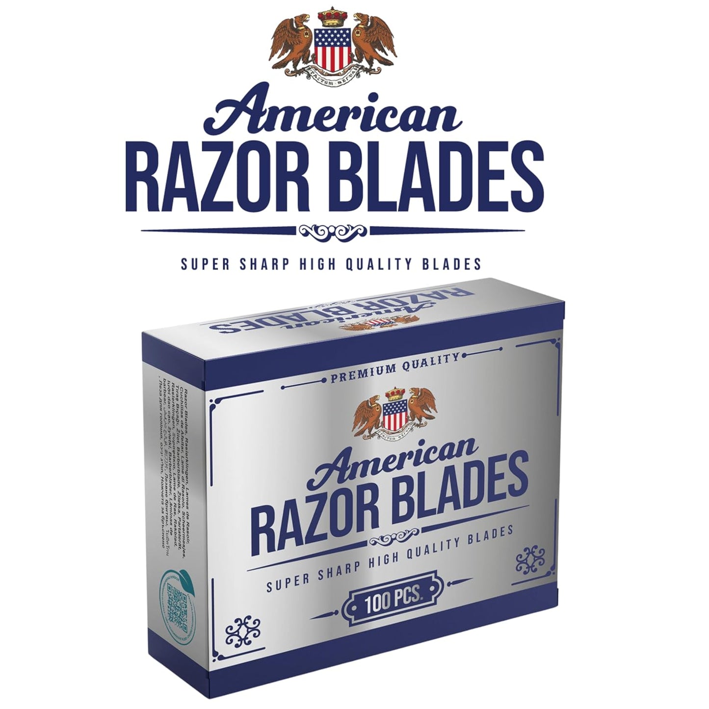 American Razor Blades by The Shave Factory - Super Sharp Double Edge Razor Blades, Japanese Steel, New Value Pack (100)