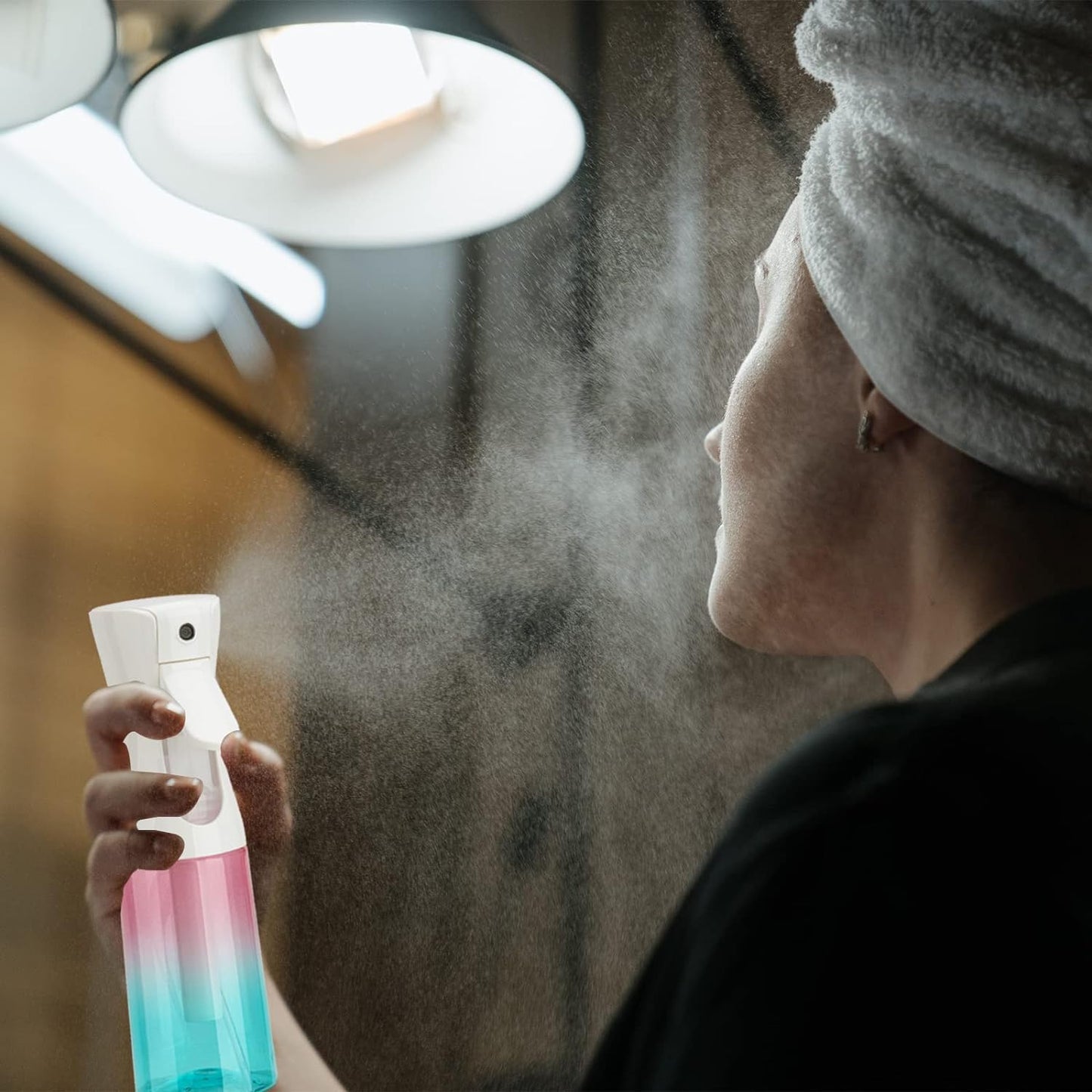 Spray Bottle for Hair (10.15OZ /300ML) Continuous Ultra Fine Mist Sprayer for Hair, Salons, Barber, Plants, Skin Care, Cleaning Red Blue Gradient