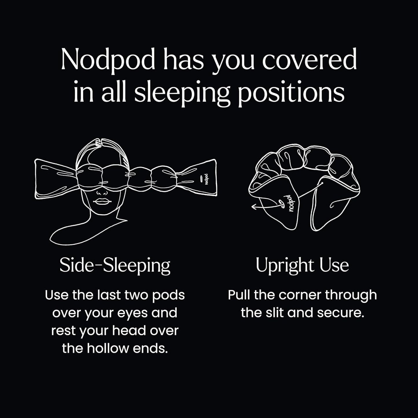 Nodpod Gentle Pressure Sleep Mask | Patented Light Blocking Design for Sleeping, Traveling & Relaxation - Black Onyx