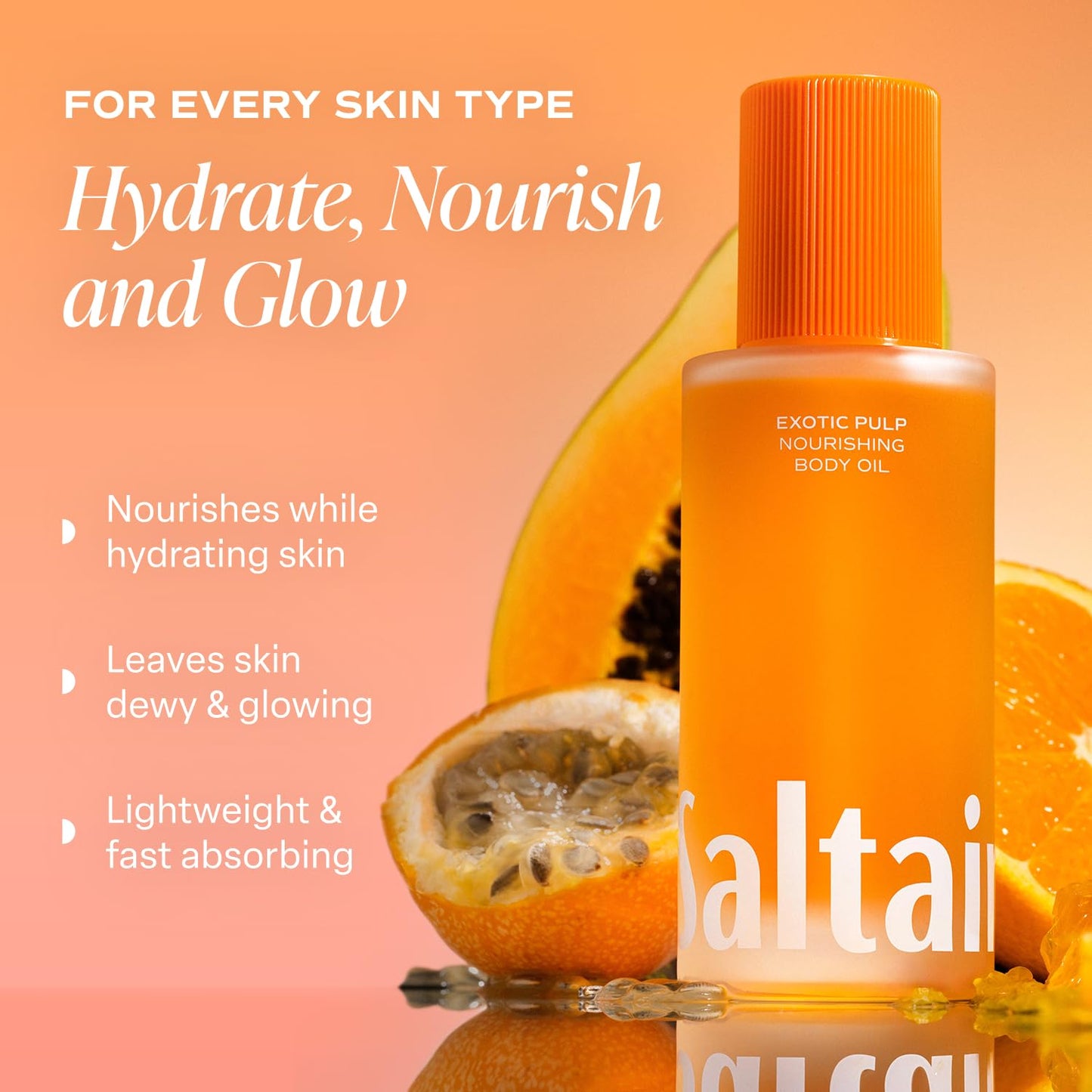 Saltair Body Oil. Luxurious Exotic Pulp After Shower and Bath Oil Moisturizer for Women. Botanical, Non-Greasy, and Well-Absorbing Lotion for Hydrating Dry Skin. 4oz Pump Bottle