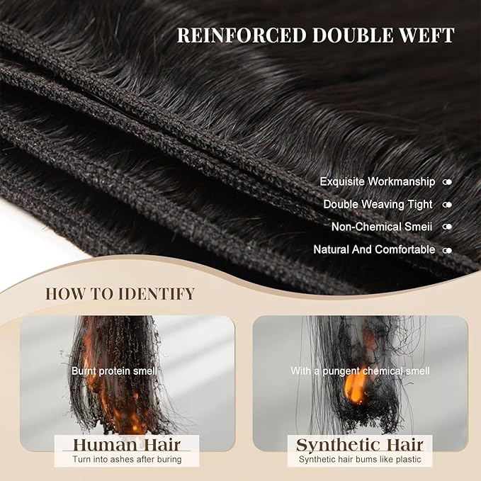 Straight Bundles Human Hair 24 26 28 Inch 12A Brazilian 3 Bundles Deals Human Hair 100% Unprocessed Virgin Remy Hair for Black Women Natural Black Color Hair Extensions