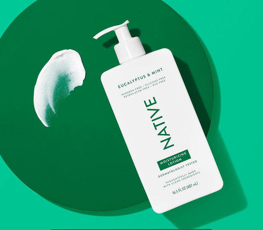 Native Body Lotion Contains Naturally Derived Plant-Based Moisturizers for Women and Men | Restores Dry Skin, Eucalyptus & Mint, 16.5 fl oz
