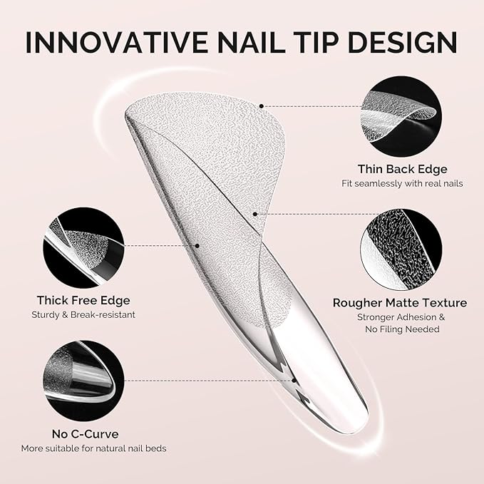 MelodySusie Extra Short Almond X Nail Tips - 600Pcs 15 Sizes Clear Acrylic,Half Matte Full Cover Press on Nails for DIY Extension & Salon Use, Pre-Shaped for Long-Lasting Manicure, Fall Winter Nails