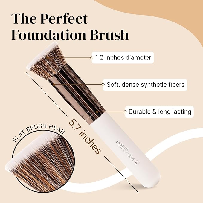 Black & White Kabuki Foundation Brushes Bundle By KESHIMA - Regular Size - Premium Makeup Brushes for Liquid, Cream, and Powder