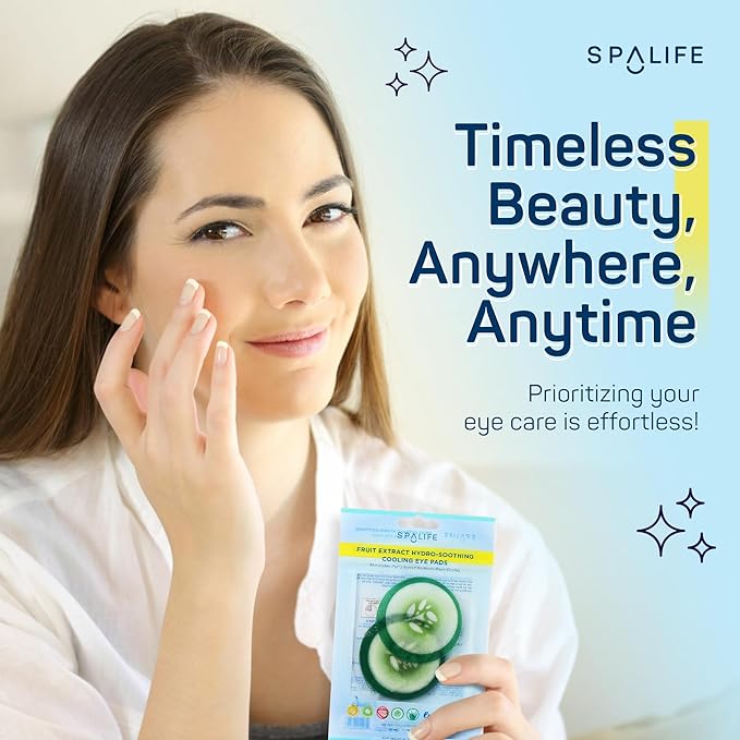 SpaLife Cooling Cucumber Eye Pads | Korean Dark Circles & Puffy Eyes Treatment | Nourishing Cucumber Eye Pads | Eye Mask for Puffy Eyes Daily Depuffing Eye Patches | 48 Count