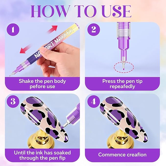 12 Colors Nail Art Pens Set, Fine Tip Nail Polish Pen Markers, Quick Dry Nail Art Kit for DIY Home Salon, Professional Nail Art Tools, Manicure Set Gift for Adults Beginners