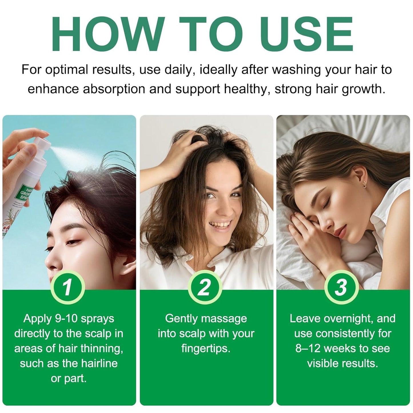 Hair Growth Serum Spray, 2 Pack Natural Hair Growth Spray With Biotin, Batana, Rosemary, and Castor Oil, Caffeine Ginseng Support Scalp Care Treatment, Thinning Hair Regrowth Thickening, Reduce damage