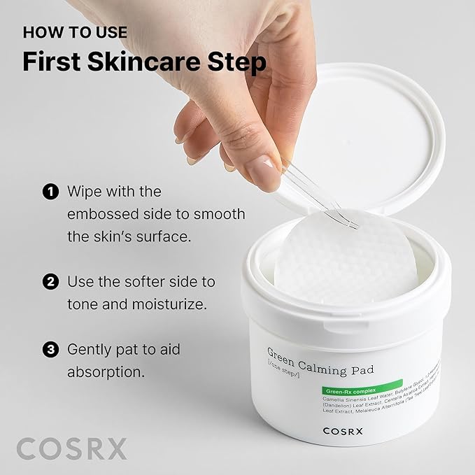 COSRX Green Calming Pads, 70 Sheets, Exfoliating Pads for Sensitive & Irritated Skin, Soothingm Hydrating, Refreshing, Korean Skin Care