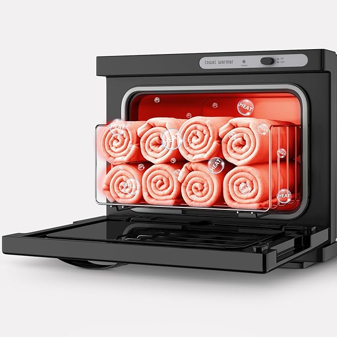 Towel Warmer Cabinet, 8L Hot Spa Small Towel Warmer Heating Use for Facial Spa, Hair Beauty, Salon Equipment and Home - Black