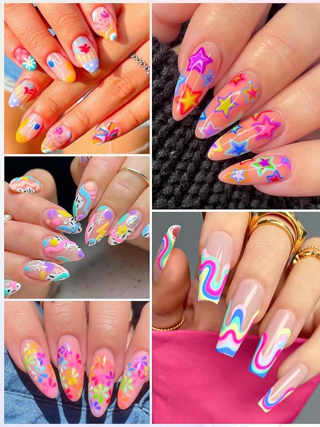 EBANKU 12 Colors 3D Nail Art Pens, Fine Tips 0.5 MM Nail Polish Pens Quick-Drying Acrylic Nail Paint Point Dotting Liner Pen Tools for Home & Salon Manicure DIY