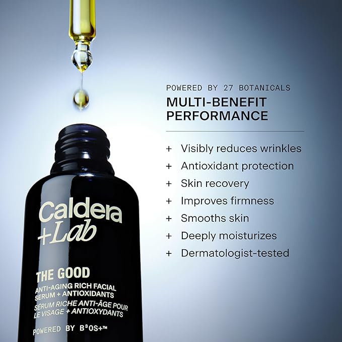 Caldera + Lab The Good | Men's Organic Moisturizing Face Serum for Dry, Sensitive, & Normal Skin – Vegan, Natural & Antioxidant Packed Skincare Facial Oil
