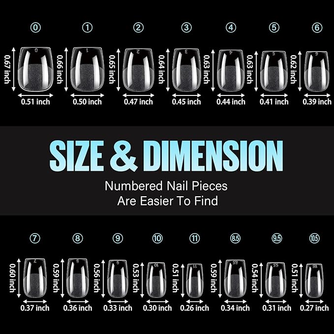 TOMICCA Extra Short Coffin Nail Tips, 240Pcs Half Matte Press on Full Cover Acrylic Nails, 12 Sizes Pre -Shape Soft Acrylic Fake Nail Tips for Nail Extension Art Home DIY Nail Salon