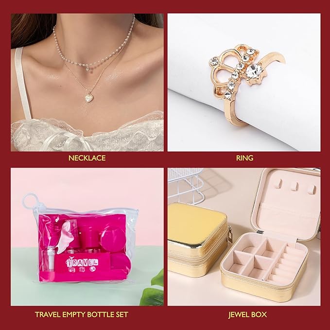 21Pcs Bath and Body Gift Basket Set for Women Valentines Day Gifts- Rose Vanilla XL Spa Gift Basket for Women Gifts｜ Bath Gift Set Home Spa Self Care Kit Necklace Finger Ring gift, Birthday Gift