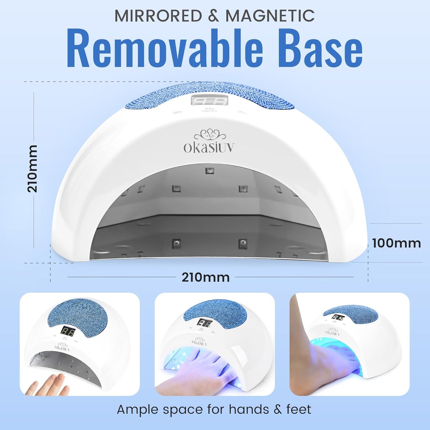 Rechargeable UV LED Nail Lamp with Diamond Design & Touch Control - 3 Timer Settings, Fast Curing for All Gel Polishes, Portable UV Nail Dryer for Professional Salon & Home