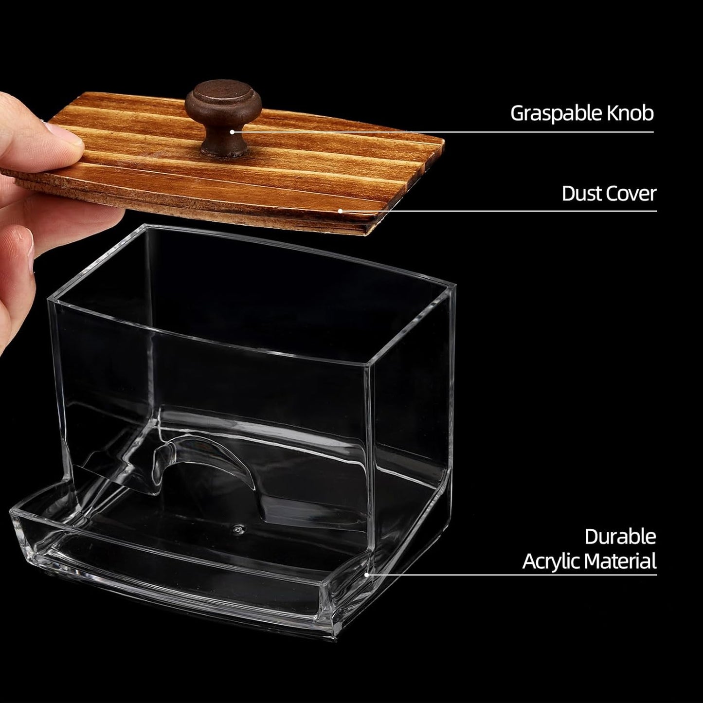 Tbestmax 10oz Qtip Holder Dispenser Big Clear Bathroom Container for Cotton Ball, Cotton Swabs, Floss - Bathroom Organizer Accessories for Storage