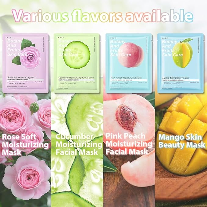 Kaely 12 Pack Variety Face Masks for Kids, Kids Face Mask Spa Day Kit Supplies, Spa Party Favors for Teens Girls Women, Sheet Facial Mask Skincare Gifts Set, Hydrating Nourish for All Skin Types, 02