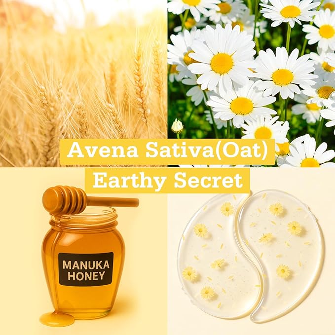 Oat Hydrogel Under Eye Patches for Sensitive Skin 28 Pairs 5 Minute Soothing Hydrating Eye Pads with Oat and Honey Gentle Eye Care Mask for Dry Tired Eyes Ophthalmologist Tested