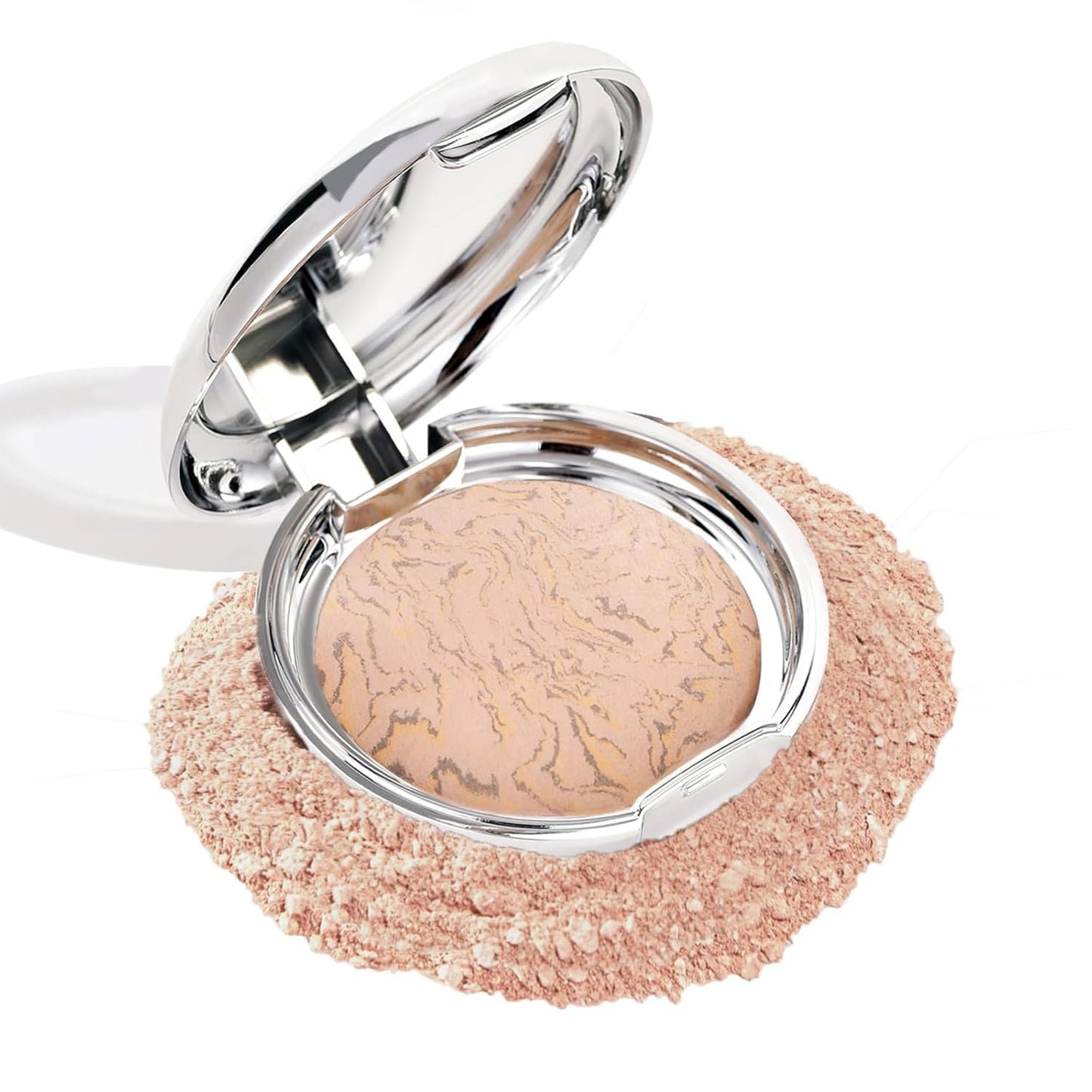 Marbleized Baked Foundation Makeup, Balance and Brighten Color Correcting Powder Foundation - Buildable Light to Medium Coverage - Demi-Matte Natural Finish (#003 MEDIUM, 0.32 Oz)