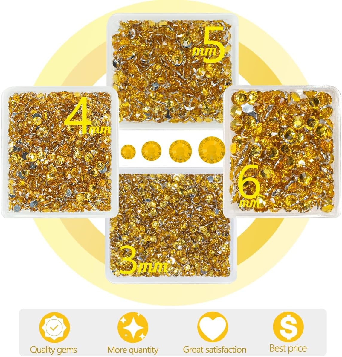 Golden Yellow Crystal Resin Rhinestones w B7000 Jewelry Glue for Bedazzling Crafting Gold Flatback Stones 3mm 4mm 5mm 6mm Diamonds Crystals Gems for Nails Face Makeup Tumblers Bottles Craftts
