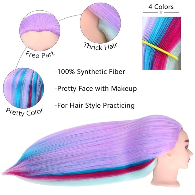 Mannequin Head, Beauty Star 29inch Doll Heads with Long Hair for Practice Braiding Styling, Cosmetology Hairdressing Training Heads with Clamp Holder and Braiding Kit