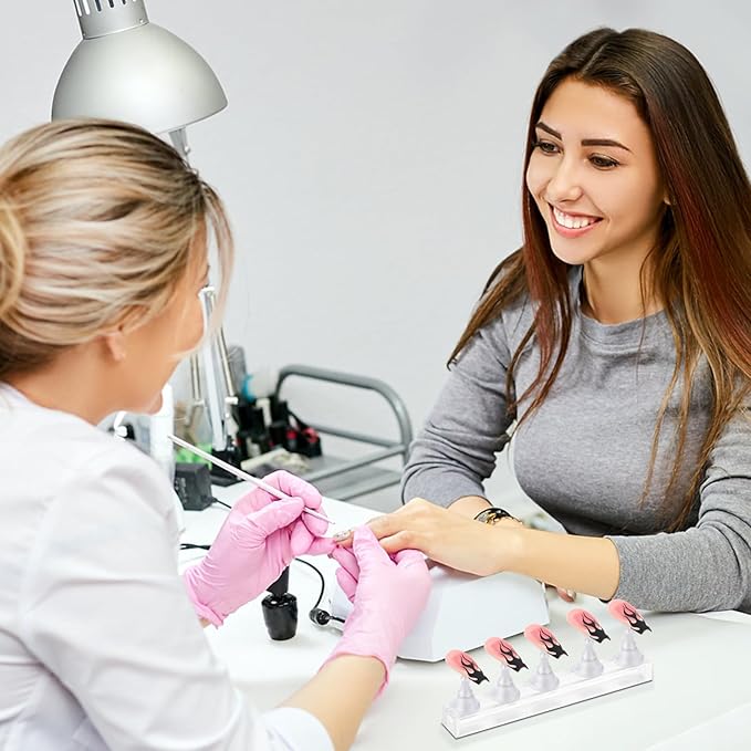 Etercycle Acrylic Nail Art Display Stand - Magnetic Practice Holder for Painting Nails With Double-sided Tape - Home DIY Salon Supplies (White)