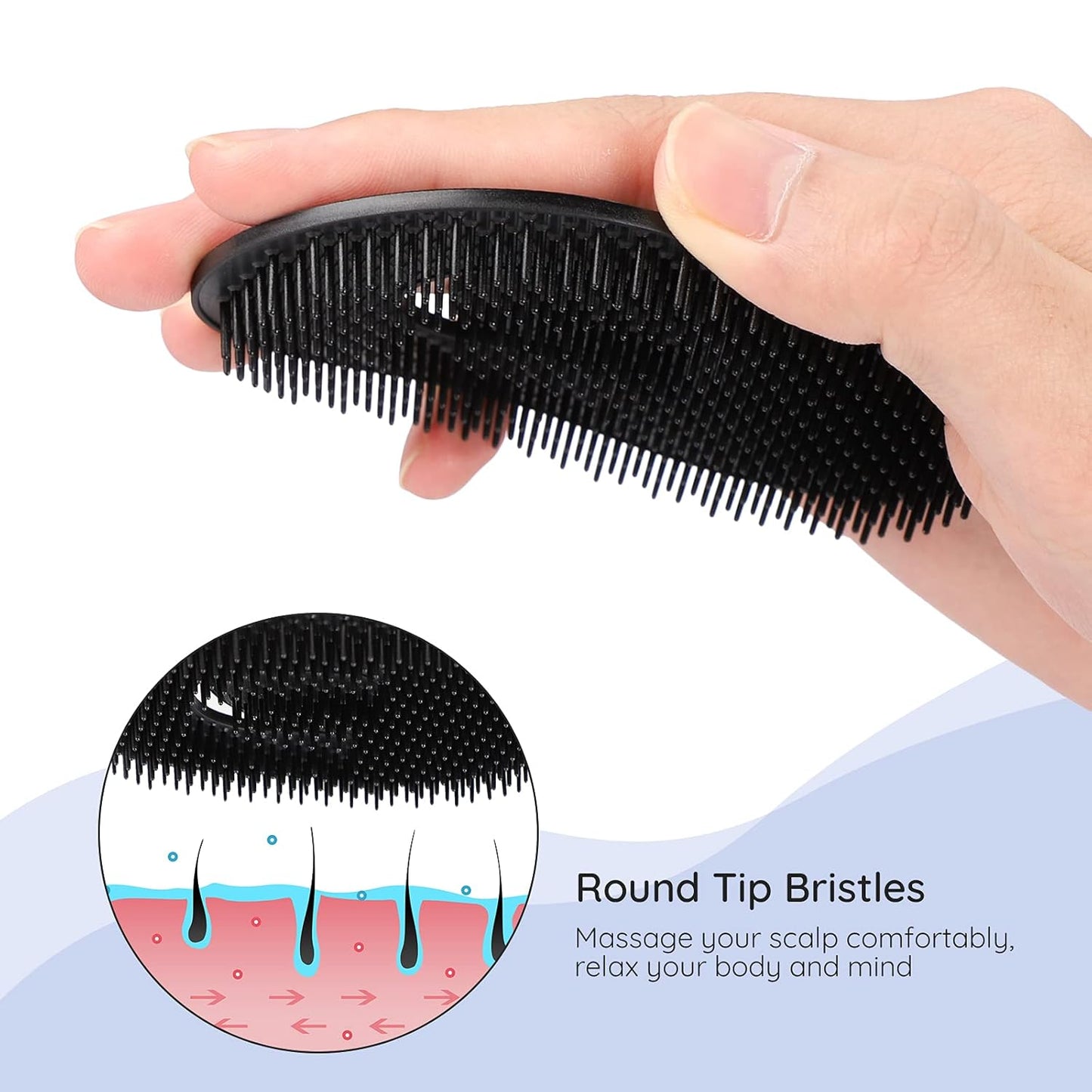 Segbeauty Scalp Massage Brush, 6 pcs Shampoo Brush Floral Shower Comb, Classic Hairdresser Hair Comb, Pocket Hairbrushes Set, Head Massage Brush for Hair Growth Beard Brush Pet Grooming Brushes Black