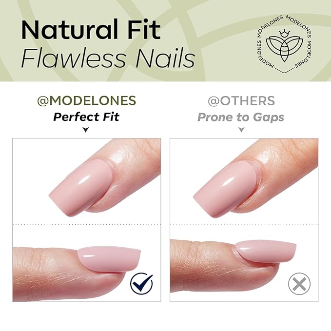 Modelones Moss Green Press on Nails, Short Square Fake Nails, Reusable Nail Kit with Nail Glue Adhesive Tabs Mini Nail File, Nails Press Ons 32Pcs16 Sizes, Spring