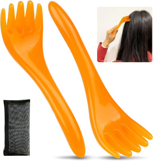 Scalp Massage Tools, 2-Pieces Head Scratcher Massager Whisk, Gift for Mother, Sister,Kids and Lover, Portable Resin SPA Tools with a Black Zippered Bag