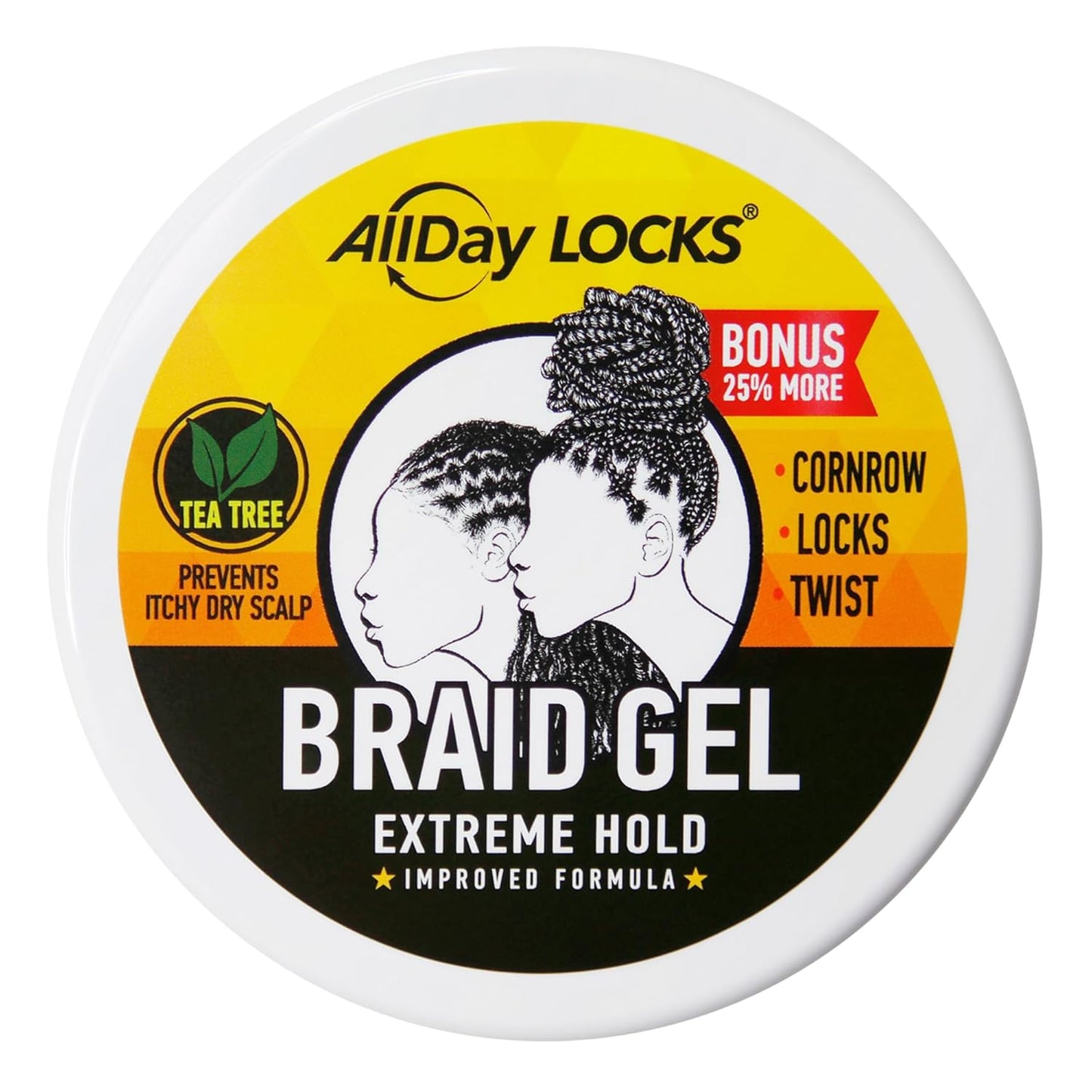 AllDay Locks Braid Gel (10 oz) | Extreme Hold, High Shine | Frizz & Flake-Free Edge Control | Tea Tree, Lavender, Peppermint Oil | Slick & Style Braids, Locks, Twists, Cornrows | 10 oz